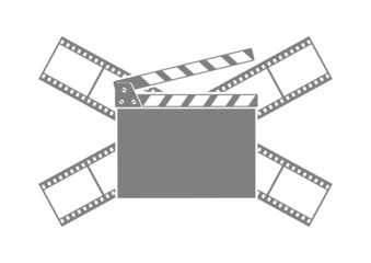 Grey cinema icon on white background