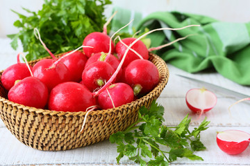 wet radish in a bowl