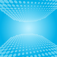 White and blue abstract perspective background with halftone