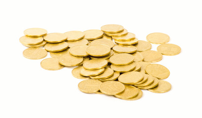 golden coins isolated on white