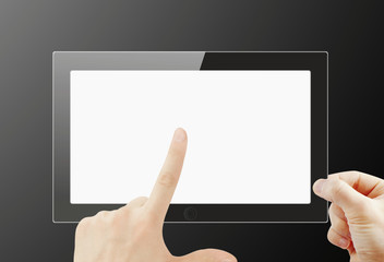 Black generic tablet pc, 3d render.