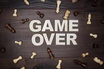 game over concept on wooden background