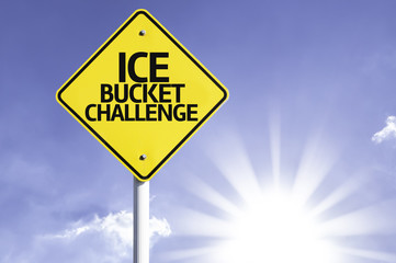 Ice Bucket Challenge road sign with sun background