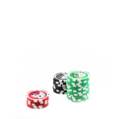 Jetons in drei Türmen gestapelt