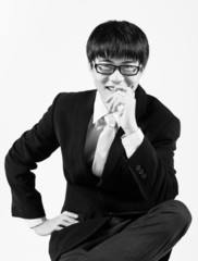 Successful young business man of Asian, full length portrait iso
