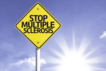 Stop Multiple Sclerosis sign with sun background