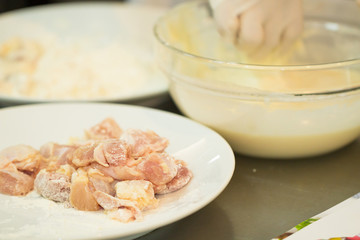 Chicken meat wheat flour