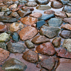 Road from a stone after a rain