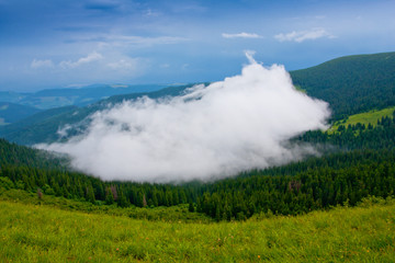 clouds in valley