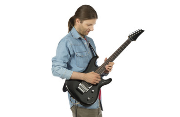 Rock guitarist playing an e-guitar