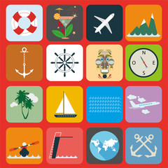 travel and summer icons set