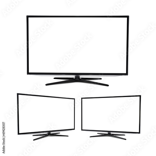 "Modern blank flat screen TV set, isolated on white background" zdjęć