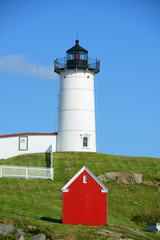 Fototapeta na wymiar Cape Neddick Lighthouse, Old York Village, Maine, USA