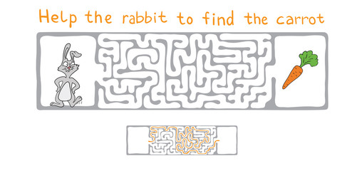 Vector Maze, Labyrinth with Rabbit  and Carrot.