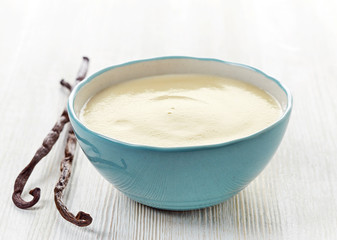 bowl of vanilla sauce