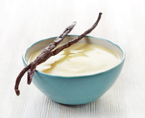 bowl of vanilla sauce