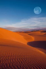 Fototapete Sandige Wüste Mond in der Wüste