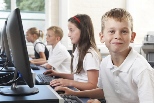 Male Elementary Pupil In Computer Class
