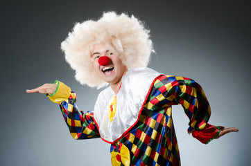 Funny clown in the studio