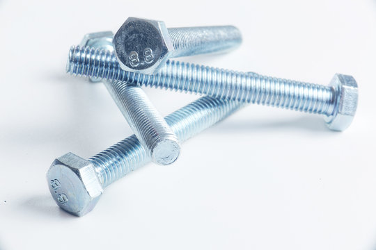 metal bolts isolated