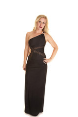 Fototapeta premium woman in a fancy long black dress