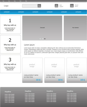 Graphic template homepage of Internet business. Clear webdesign