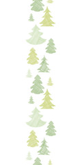 Green Christmas trees silhouettes textile vertical border