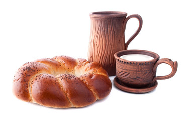 Crusty Fresh Bun and Milk