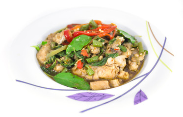 Stir fried fish with basil