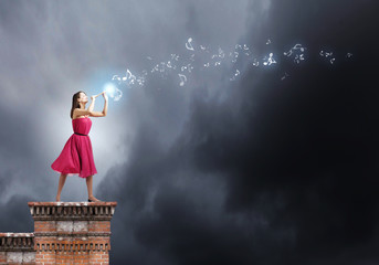 Woman playing fife