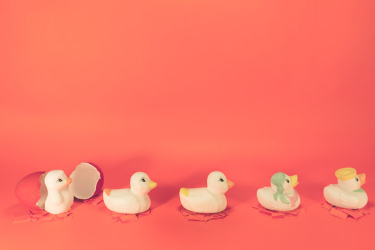 Ceramic ducks with family concept.