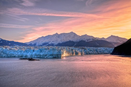 Sunrise at Hubbard Glacier Alaska.