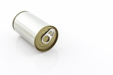 Closeup aluminum tin can.