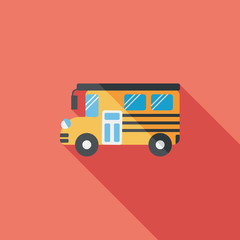 School Bus flat icon with long shadow,eps10