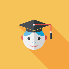 Graduation Man flat icon with long shadow,eps10