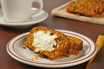 Pumpkin bread and coffee