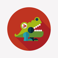 crocodile toy flat icon with long shadow,eps10