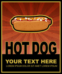 Hot dog grunge retro poster