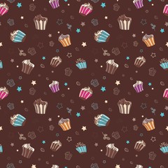 Vector pattern with muffins