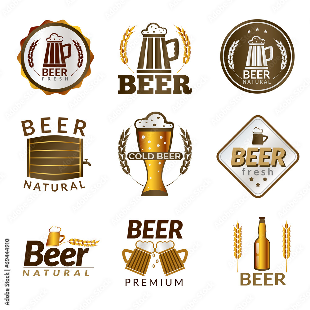 Wall mural beer golden emblems