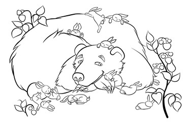 kind bear with the little rabbits
