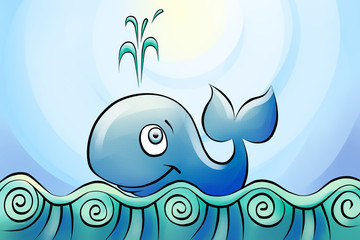 whale smims in the sea