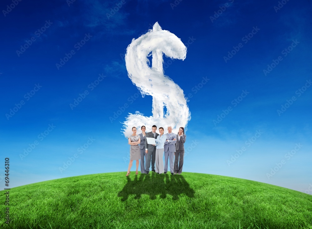 Poster composite image of business team looking at camera
