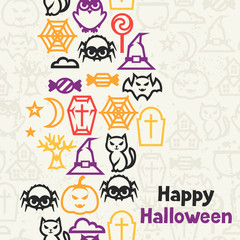 Happy halloween greeting card with flat icons.