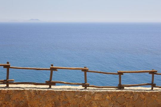 Viewpoint in Crete. Greece. Mediterranean sea and Gavdos island