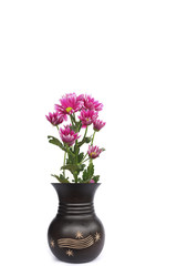 Fototapeta premium Vase of flowers on a white background