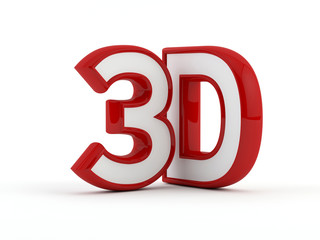 three dimensional - 3D text - Red outline