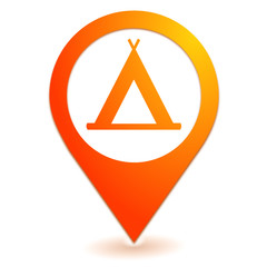 tente de camping sur symbole localisation orange