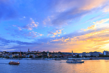 Obraz premium Panorama of Budapest at sunset, Hungary