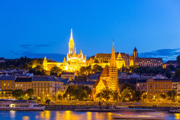 Fototapeta premium Panorama of Budapest at sunset, Hungary